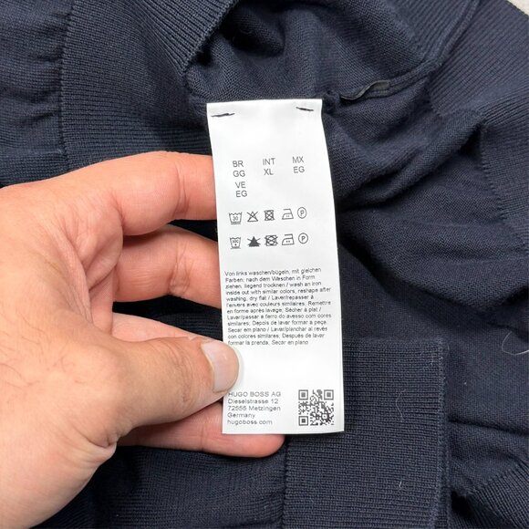 Hugo Boss Sweater Fabello Cotton Knit Lightweight Blue Crewneck XL - Picture 7 of 9